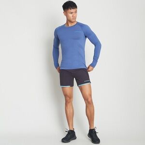 Runderwear Men’s Long Sleeve Shirt Blue Seamless Performance Top Size M